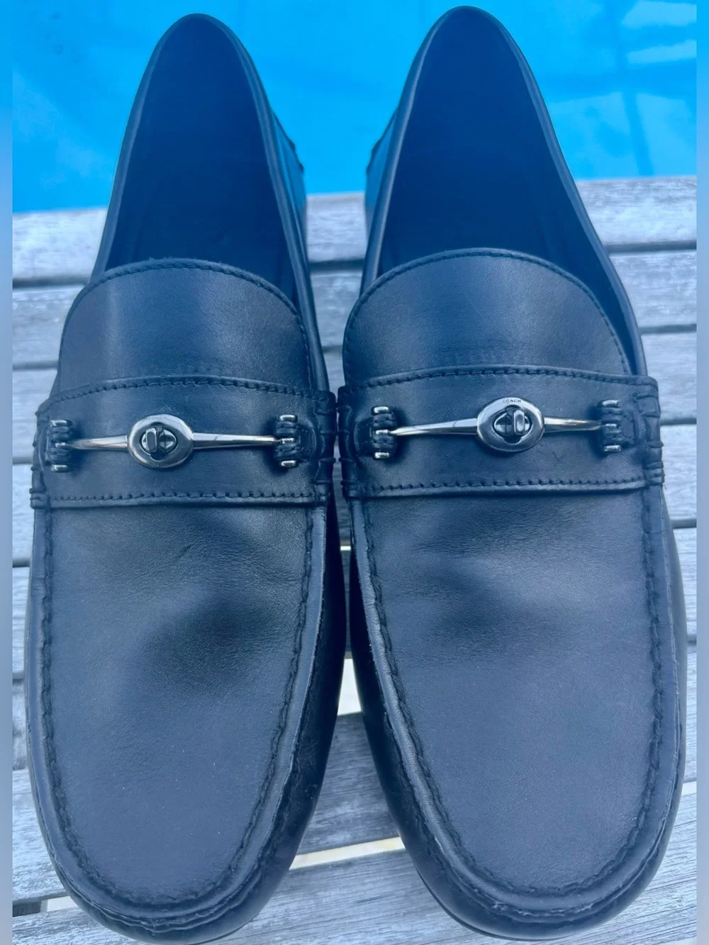 Coach Mott Driver Loafers Black Leather FG2984 Mens Size 11.5D~NEW